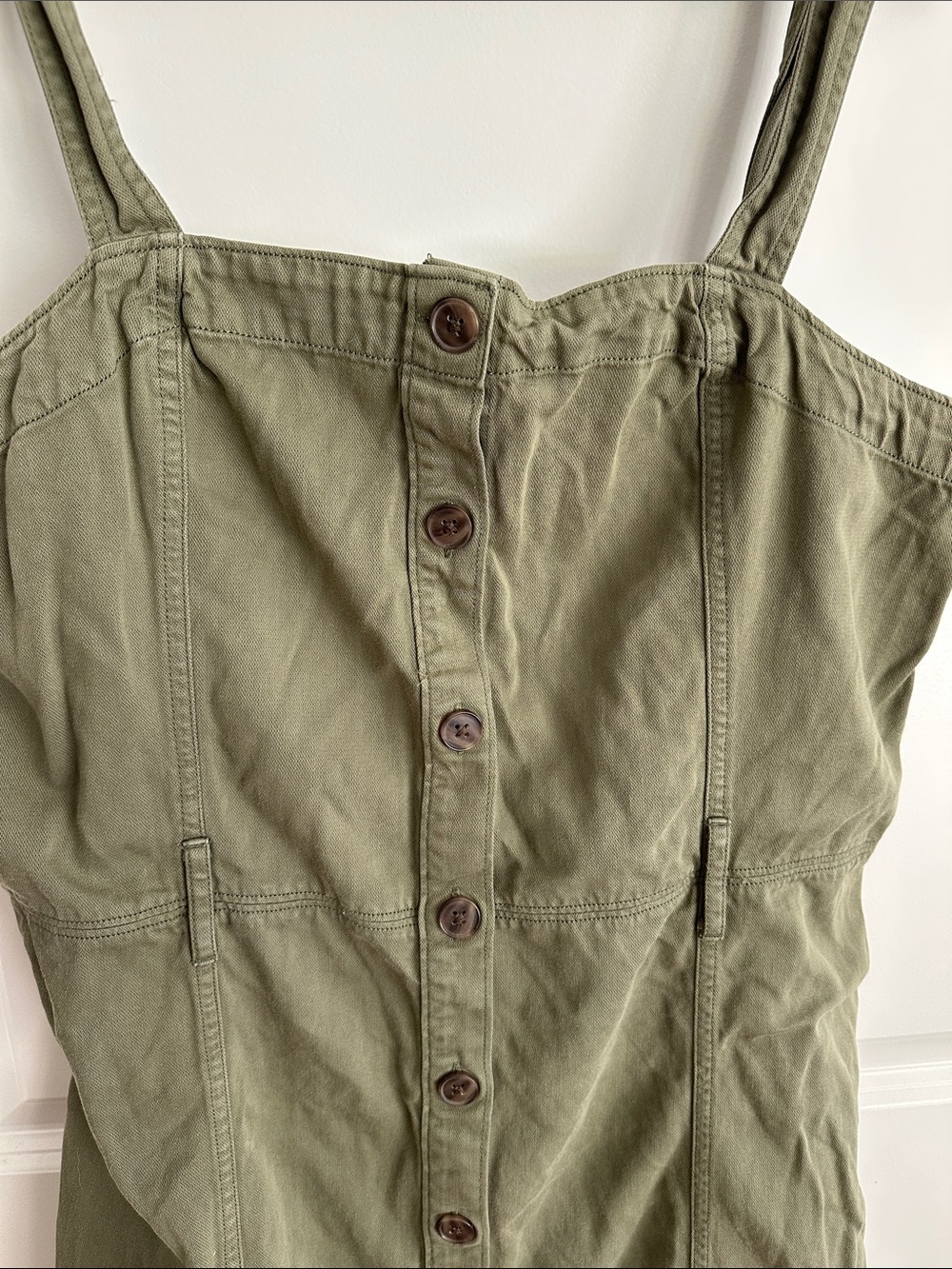 GAP Olive Button-Front Midi Dress - Picture 2 of 4